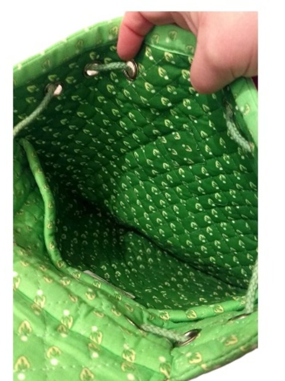 Spring Summer Green Quilted Backpack Purse - Picture 4 of 10